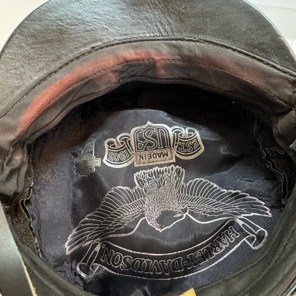 Harley-Davidson Vintage Hat Black Eagle Emblem USA Small Adjustable Biker Cap - Picture 11 of 16